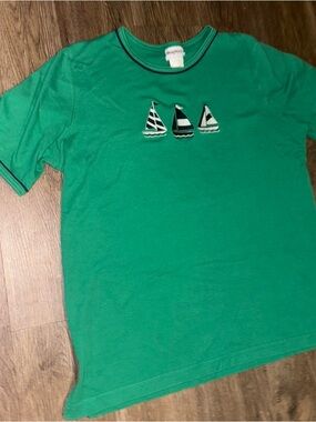 BonWorth Green Short Sleeve Tee with Sailboat Appliqués